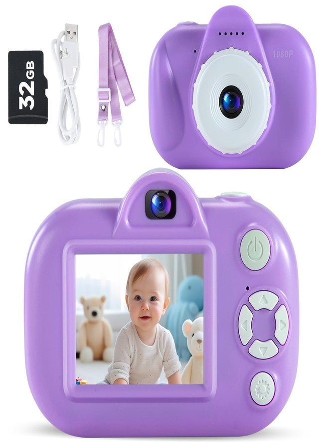 Kids Camera Toddler Digital Camera for Kid with 32GB SD Card,1080P Kid Camera for Ages 3-8 Grape Purple
